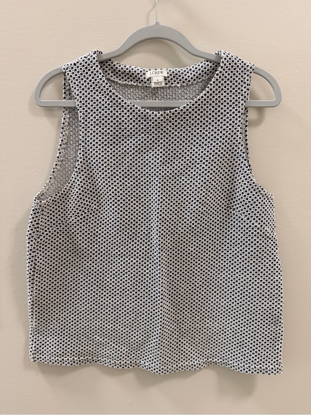 J. Crew Black & White Sleeveless Jacquard Top